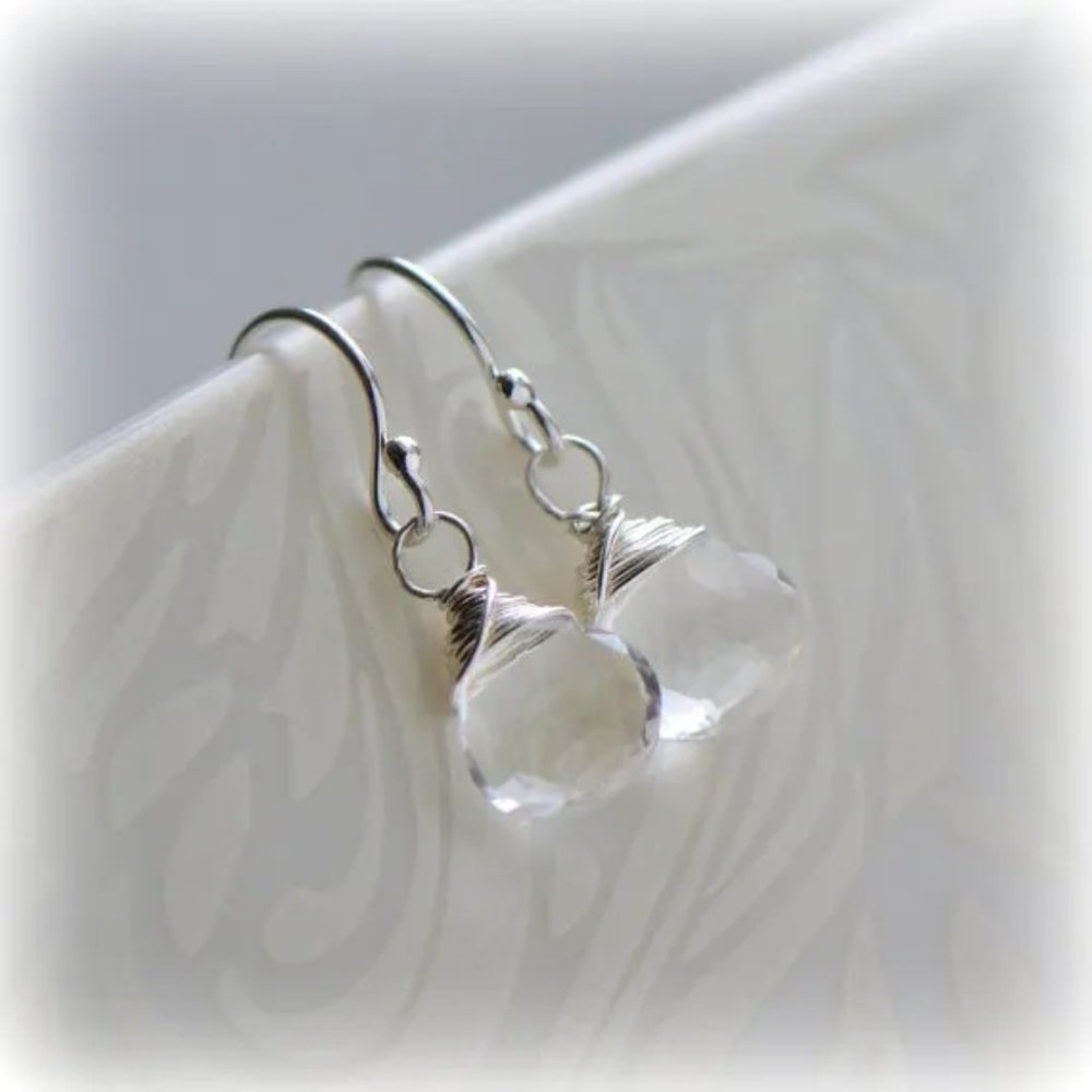 Sundance Clear Faceted Quartz Crystal and Silver Dangle Earrings